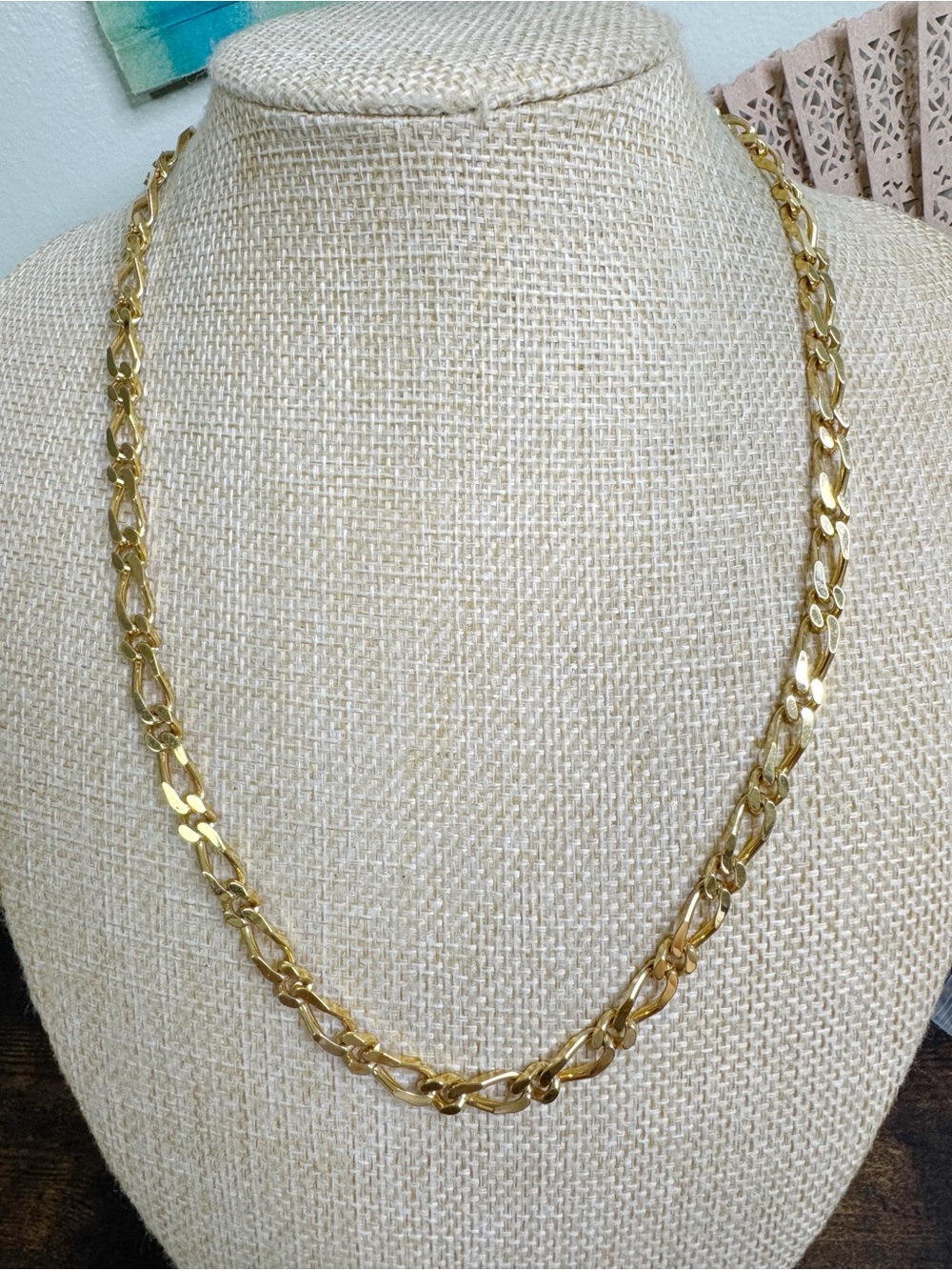 Monet Gold Plated Figaro Link Chain Necklace